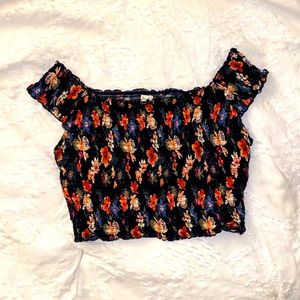 Hollister smocked floral crop top